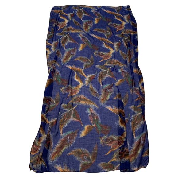 Unbranded Womens Scarf Large Rectangular Royal Blue and Peacock Feathers Lovely - Picture 3 of 12